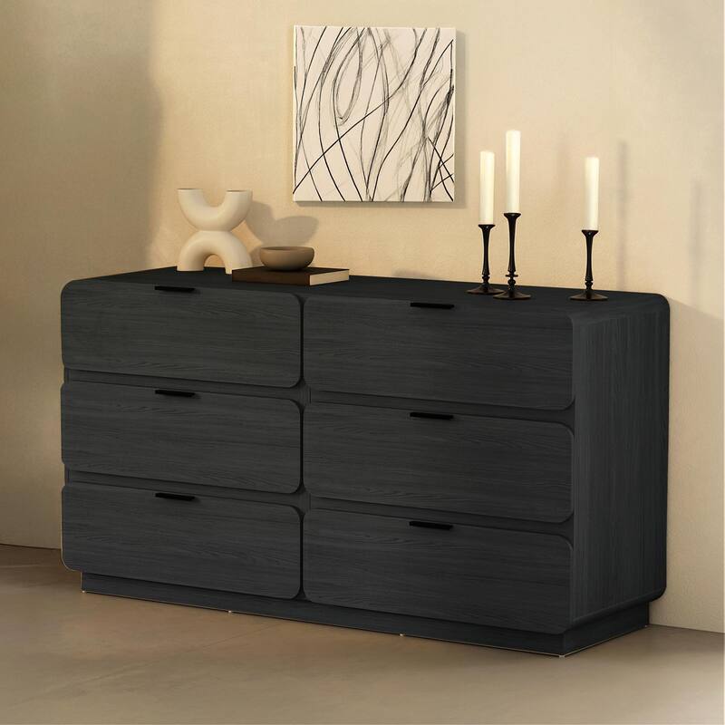 Manhattan Comfort Chrystie 60 Inch 6 Drawer Dresser - Black