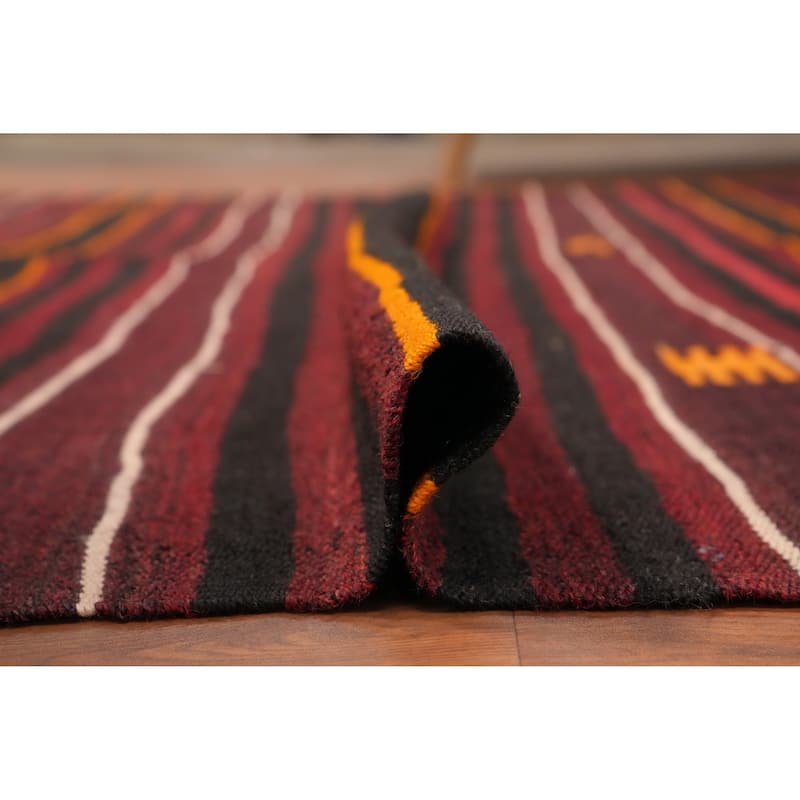 Hand Woven Oriental 100% Wool Carpet Southwestern Tribal Red Kilim Area Rug - 11' 3'' X 6' 7''