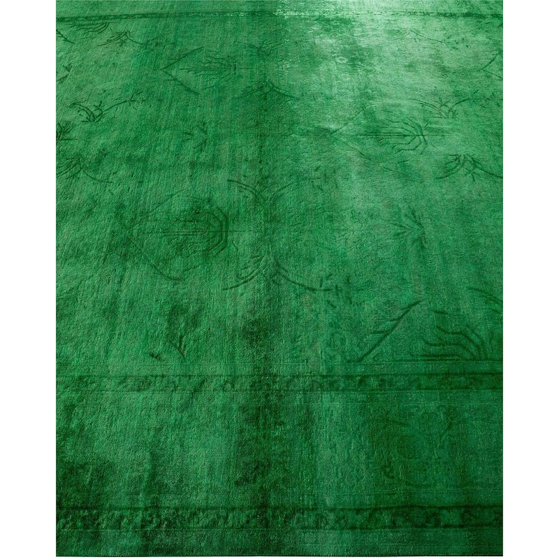 Overdyed, One-of-a-Kind Hand-Knotted Area Rug - Green - 8' 2" x 10' 1"