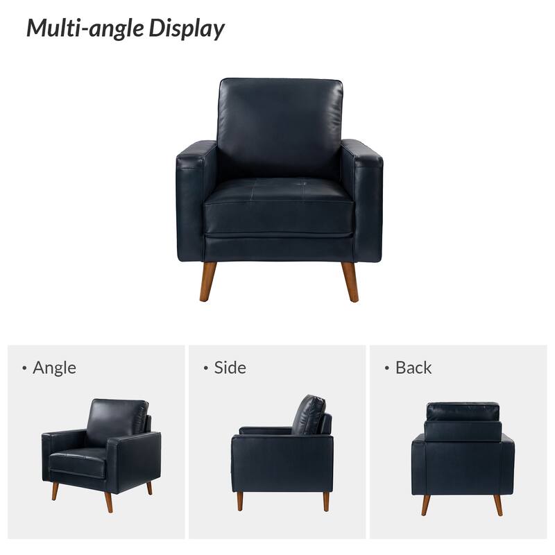 Elizabeth Mid-century Genuine Leather Arm Chair Set of 2 by HULALA HOME