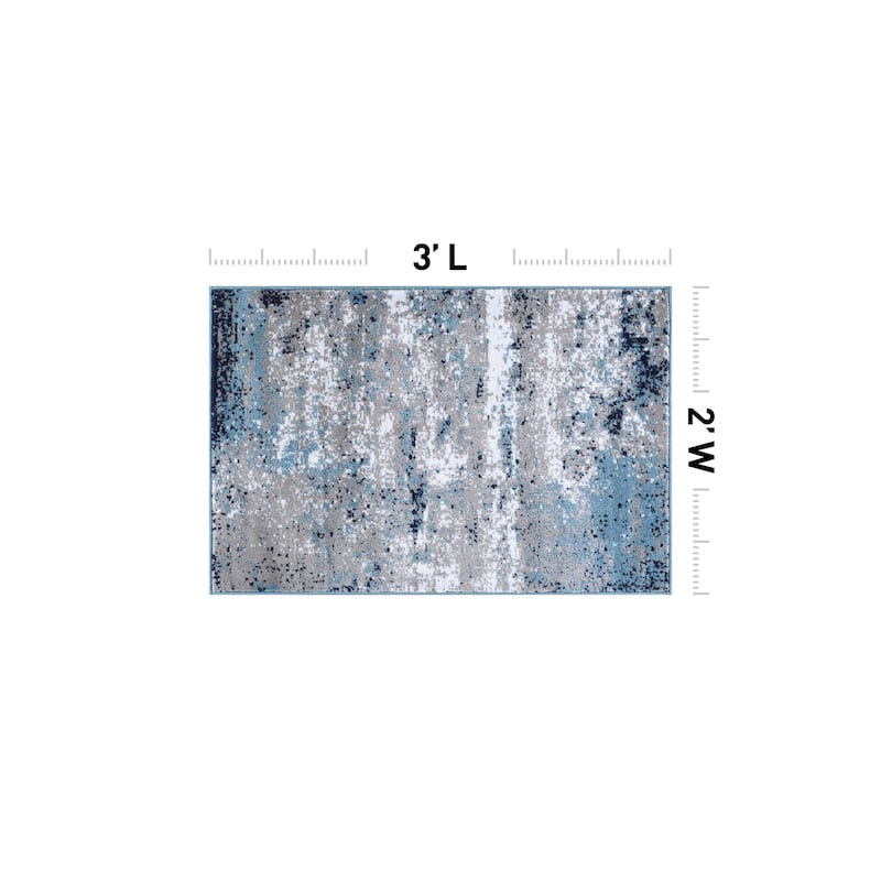 World Rug Gallery Distressed Abstract Watercolor Area Rug
