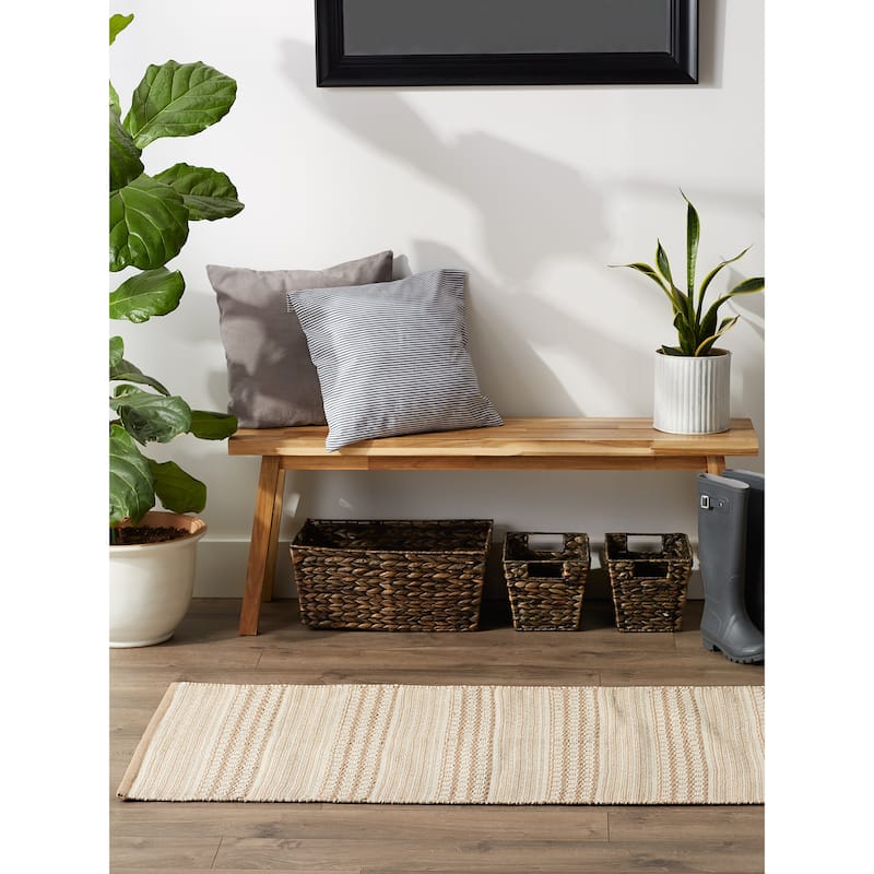 DII Stone Dobby Stripe Hand-Loomed Rug 2ft 6inx6 Ft - 36.0 In. L X 24.0 In. W X 0.2 In. H