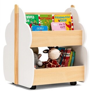 Kids Wooden Bookshelf with Universal Wheels - 20.5" x 18" x 25"