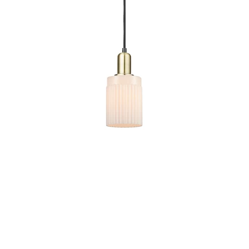 Innovations Lighting 716-1P-10-5 Hadley Pendant Hadley 5" Wide Mini - Black Antique Brass / Matte White