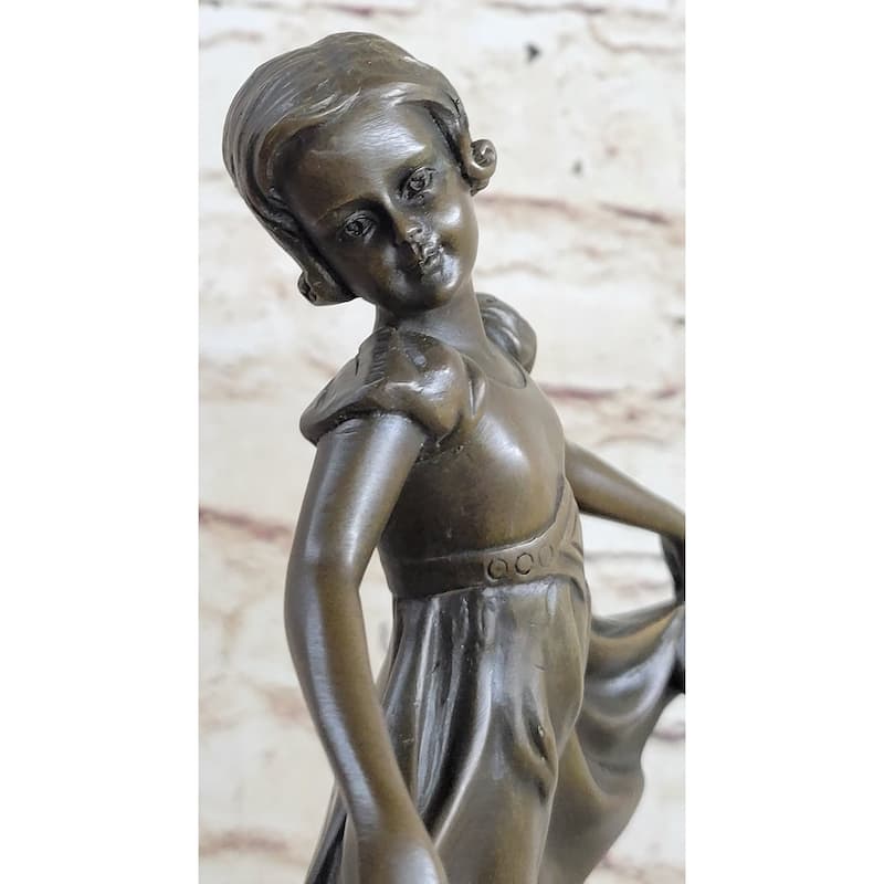 Signed:Preiss,Bronze Statue Little Ballerina Girl Dancer Bronze Sculpture Figure