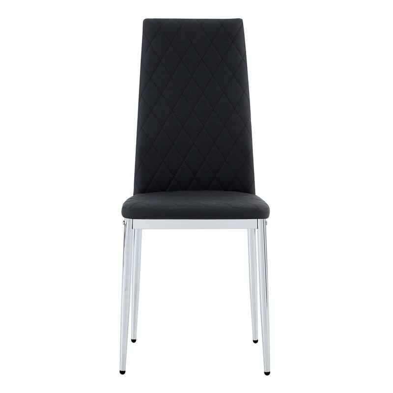 Set of 4 Grid Shaped Armless High Back Dining Chair