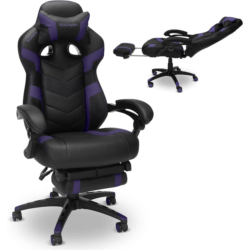 RESPAWN 110 Pro Gaming Chair - Gaming Chair with Footrest, Ergonomic Computer Desk Chair - Purple