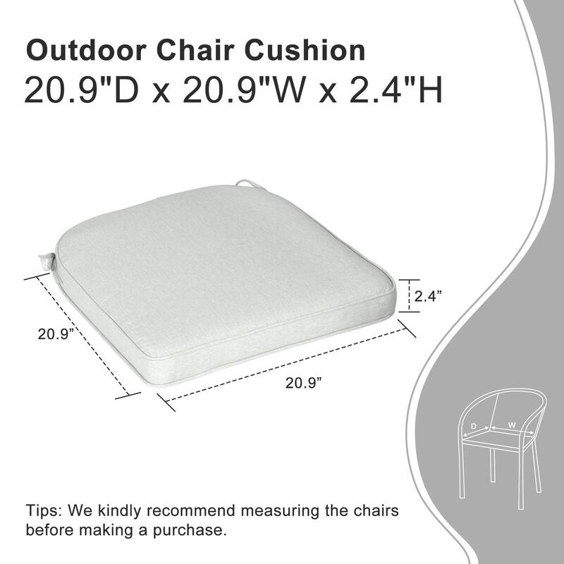 Aoodor Outdoor Dining Chair Cushions Set of 2, Outdoor Chair Pads with Ties, 21 x 21 inch - 21"x21"