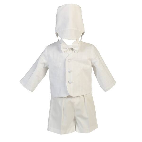 Shop Baby Boys White Cotton Plaid Eton Hat Shorts Christening