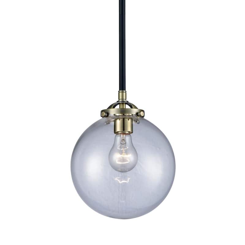 Innovations Lighting Beacon Single Light 8" Wide Mini Pendant - Black / Antique Brass / Clear