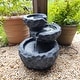 preview thumbnail 7 of 7, 3-Tier Chiseled Basin Solar Outdoor Water Fountain with Battery - 17"
