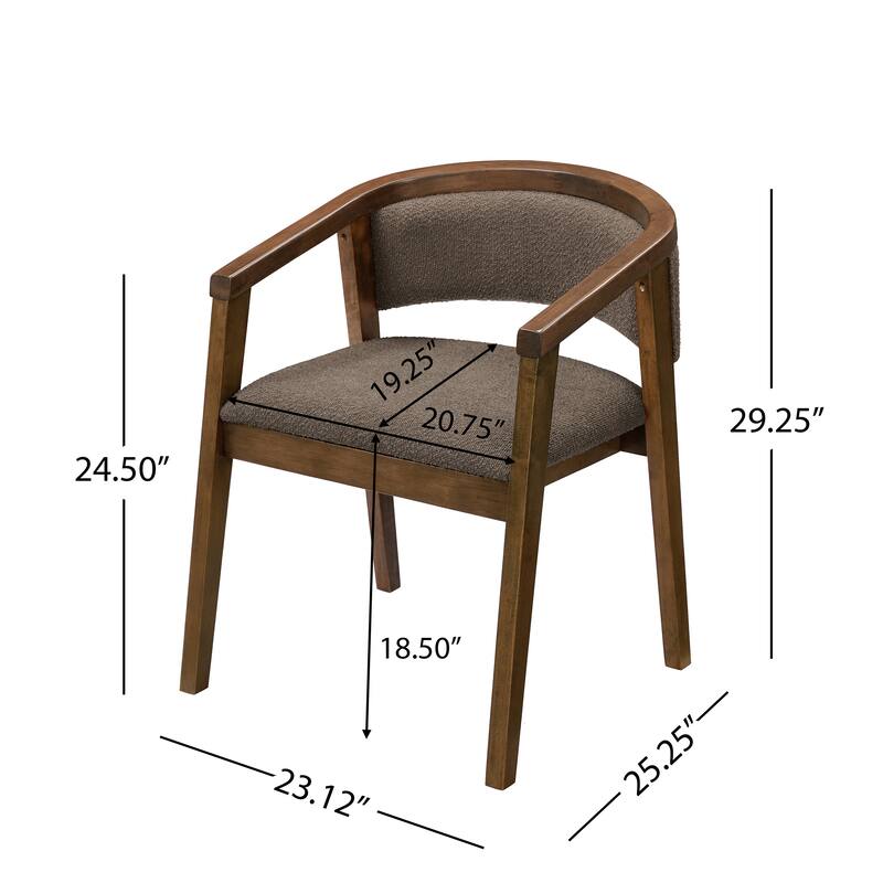 Christopher Knight Home - Noren Mid-Century Boucle Upholstered U-Shaped Dining Chair with Armrest - Set of 2
