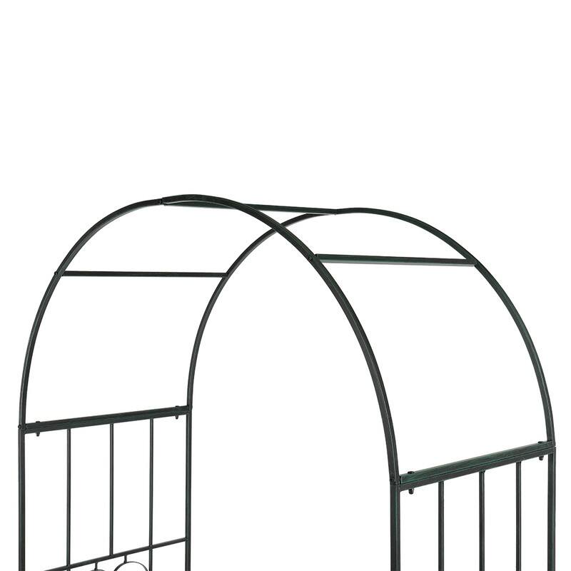 87" Arc Roof Wrought Iron Arch Plant Climbing Frame - Dark Green