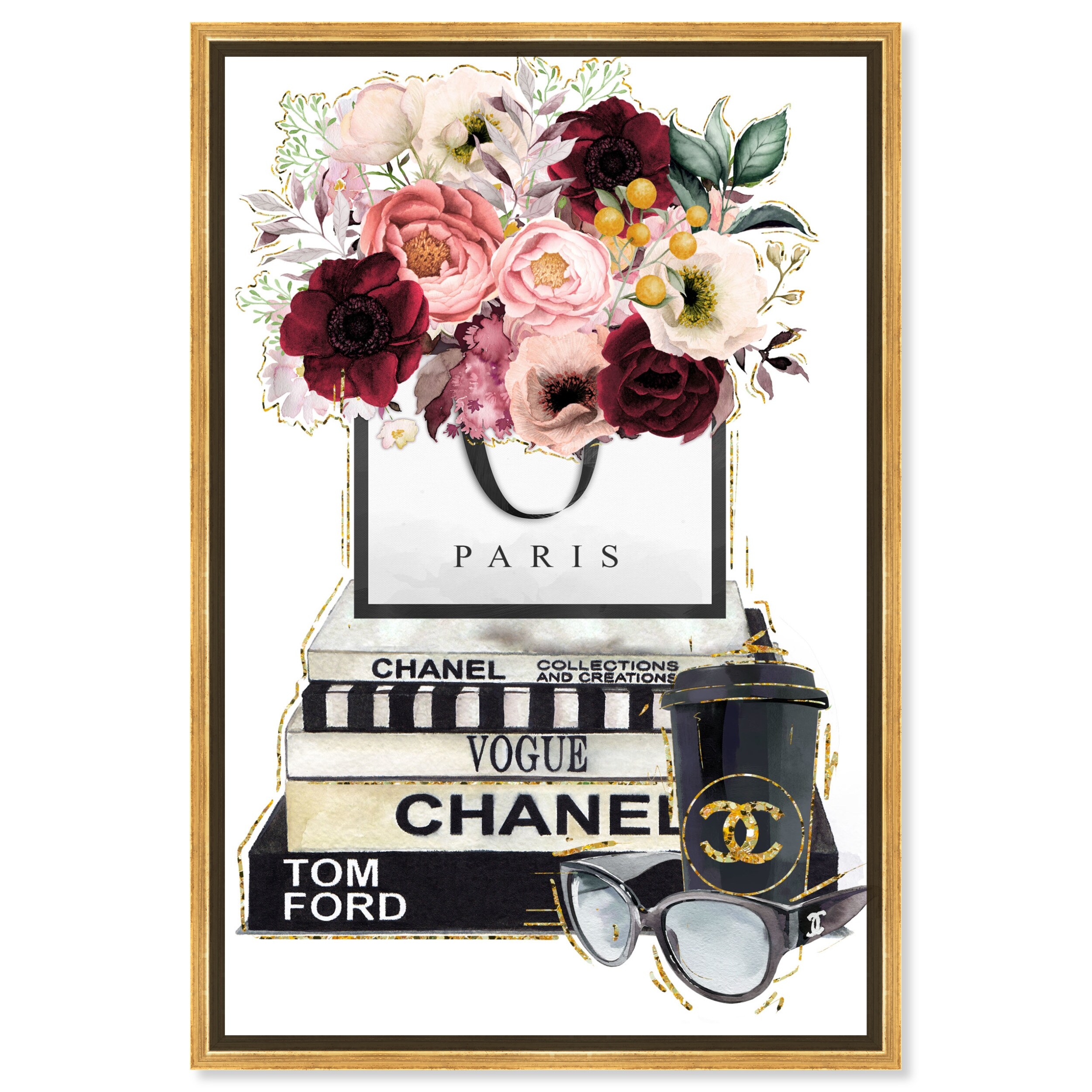 Oliver Gal 'Red and Blush Flowers Books' Wall Art Canvas