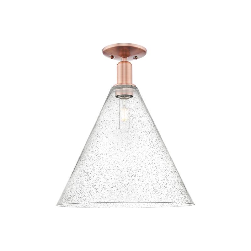 Innovations Lighting Endless Possibilities Arcadia - Berkshire Glass - 1 Light 16" Semi-Flush Mount - Antique Copper/Seedy