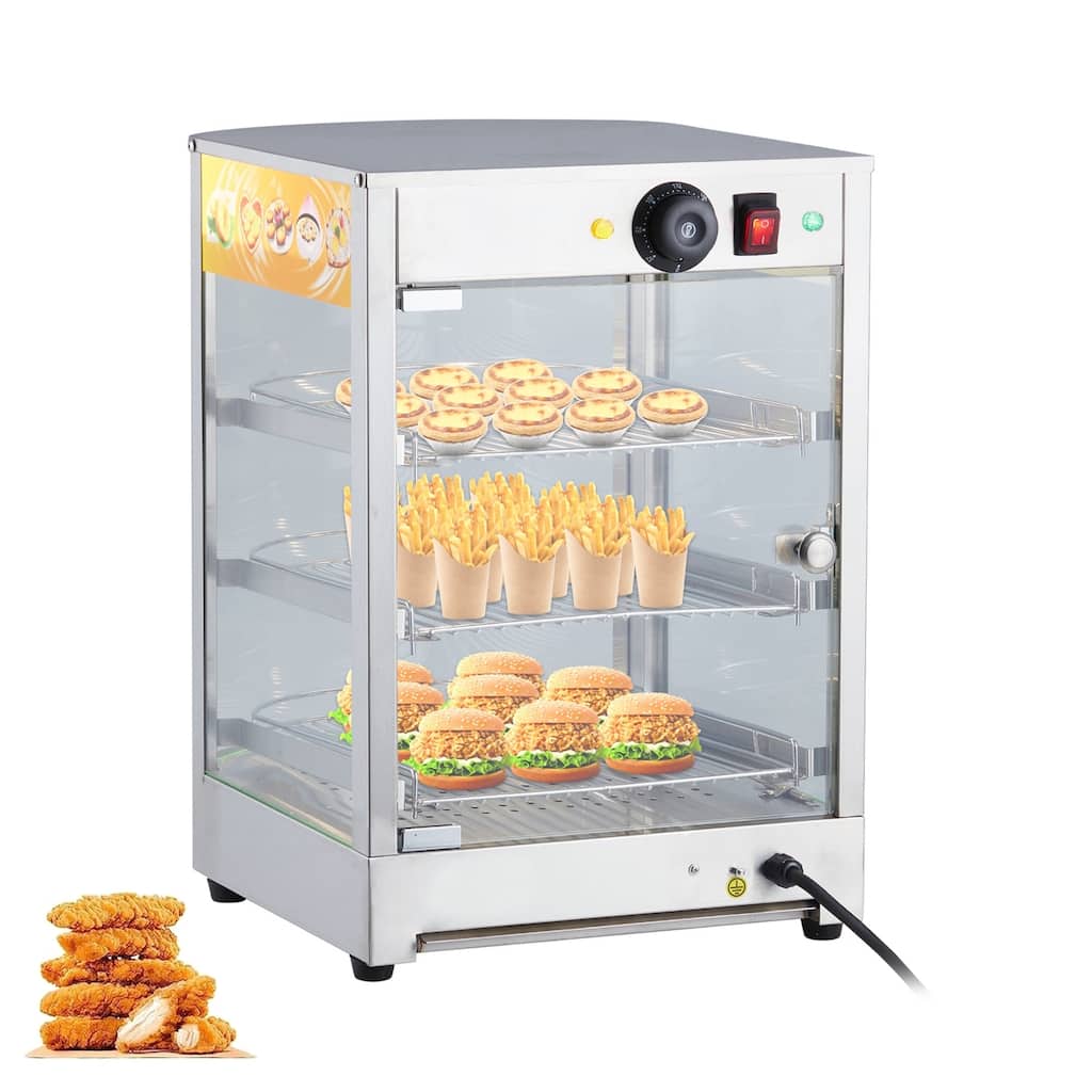 3-Tier Commercial Food Warmer Display with LED Lighting and Temp Knob