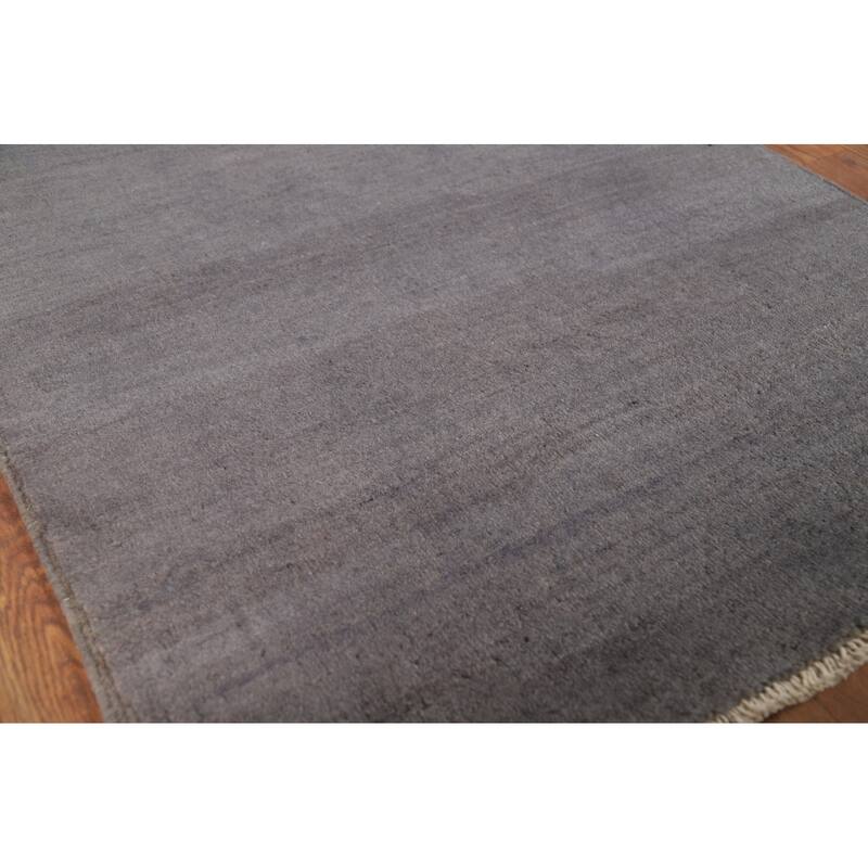 Gray Blue Gabbeh Oriental Runner Rug Handmade Wool Carpet - 2'11"x 6'8"