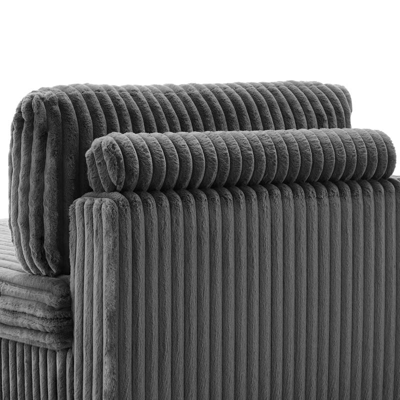 42" W Plush Corduroy Upholstered Chaise Lounge Sleeper for Living