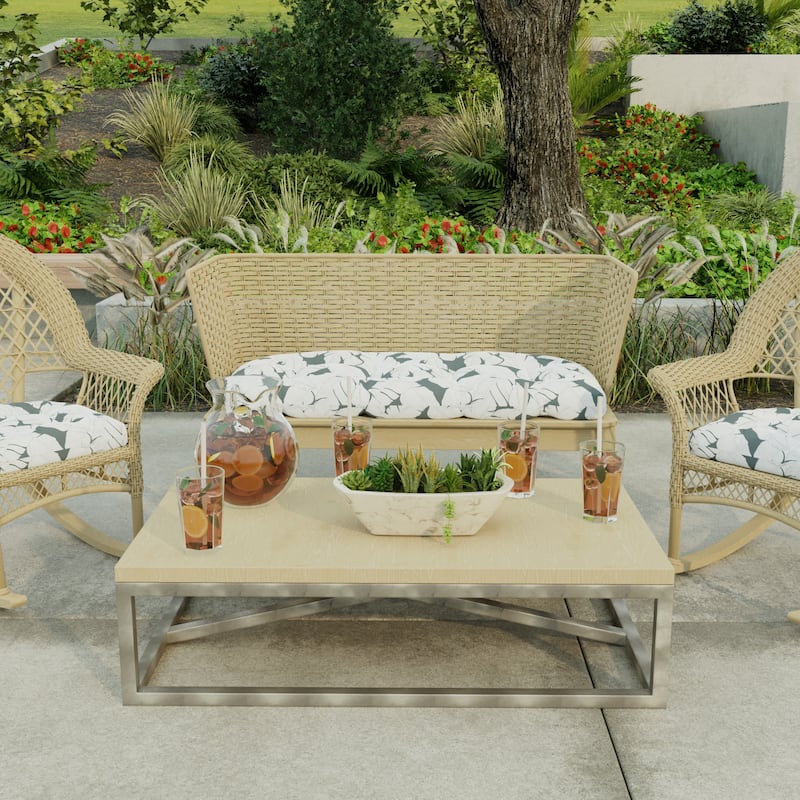 44" x 18" Contoured Outdoor Wicker Bench Cushion - 18'' L x 44'' W x 4'' H - Carano Stone