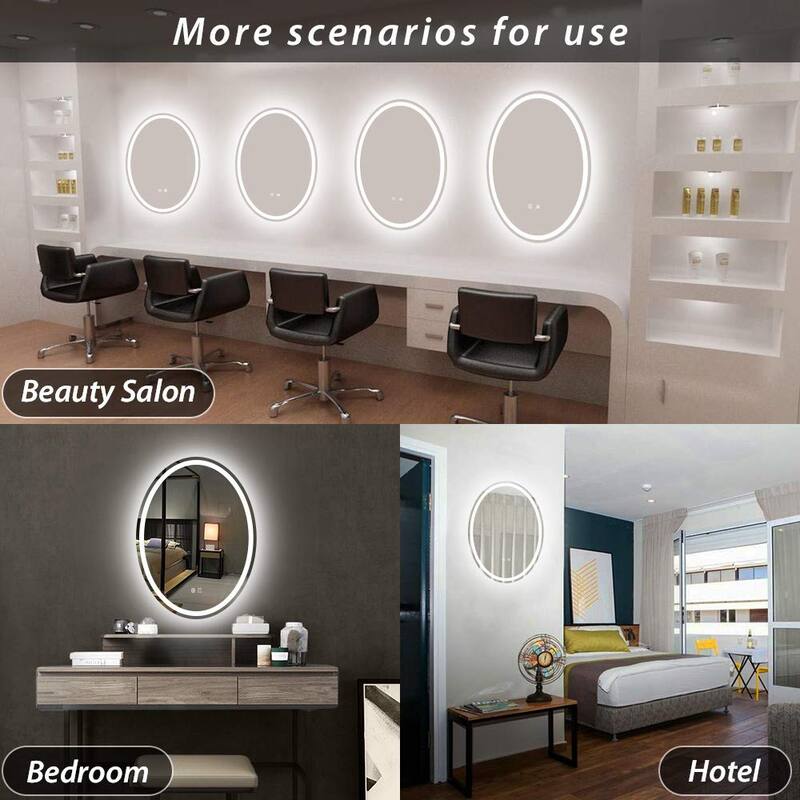 Oval LED Lighted Anti-Fog Wall Bathroom Vanity Mirror