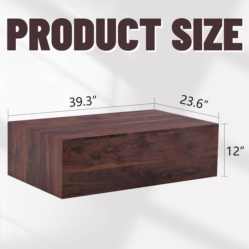 Roomfitters MDF Coffee Table with Walnut Grain Finish, 39.3"x23.6"x12" Rectangular Modern Accent Table for Home, Walnut