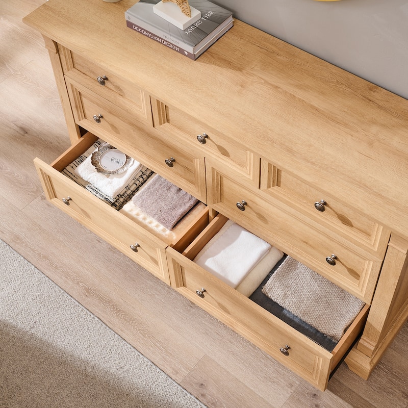 Farmhouse 7-Drawer Dresser for Bedroom, Wood Rustic Chest of Drawers
