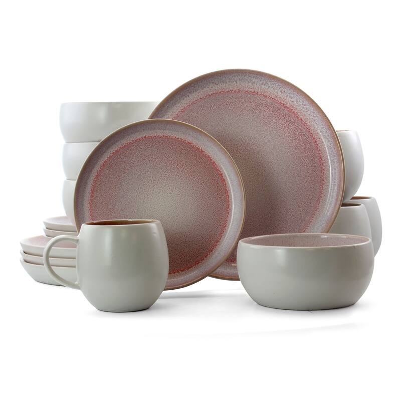 Elama Retro Glaze 16 Piece Stoneware Dinnerware Set in Purple