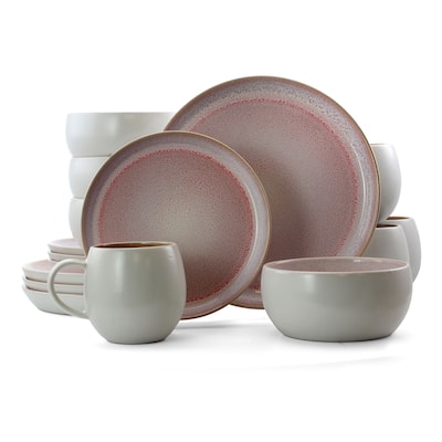 Elama Retro Glaze 16 Piece Stoneware Dinnerware Set in Purple