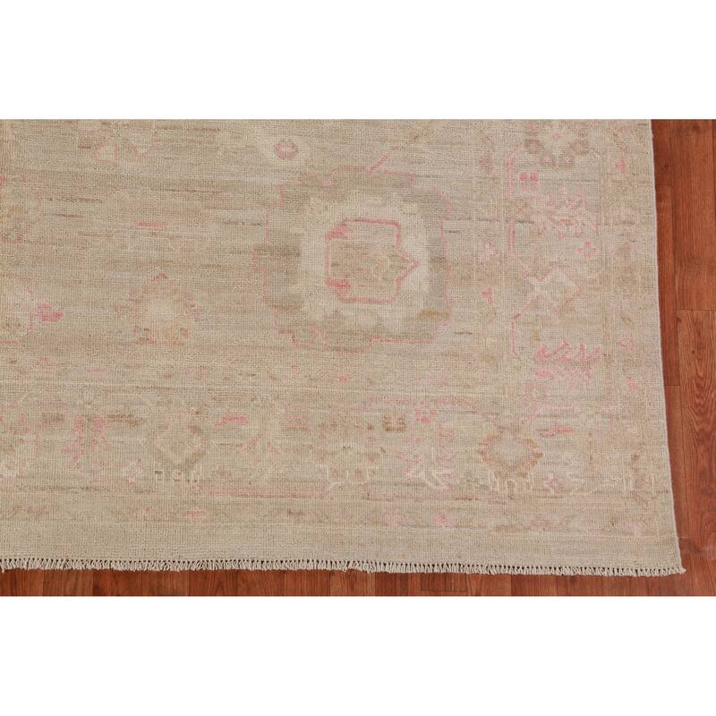 Hand Knotted Oriental 100% Wool Carpet Transitional All-Over Beige & Ivories Oushak Area Rug - 10' 0'' X 8' 0''