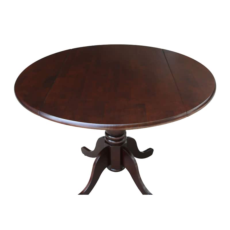 Round Pedestal Base Solid Wood 42-inch Drop-leaf Dining Table