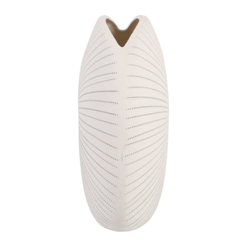 Round Shell Ceramic Vase - Stylish Dotted Pattern Flower Vase