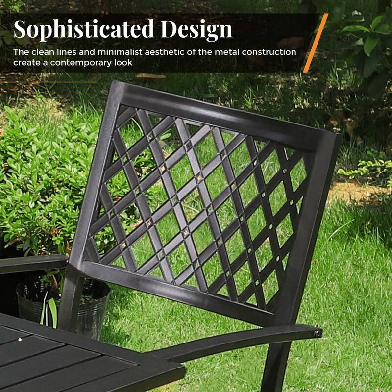 MAISON ARTS 7-Piece Patio Dining set with 1 Rectangle Steel Table, 2 Swivel Chairs and 4 Stackable Chairs