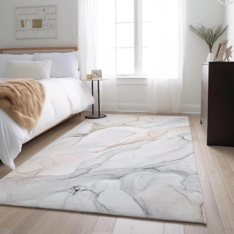 Premium Washable Super Soft Modern Watercolor Mayfield Rug - Ivory - 3' x 5' - Rectangle