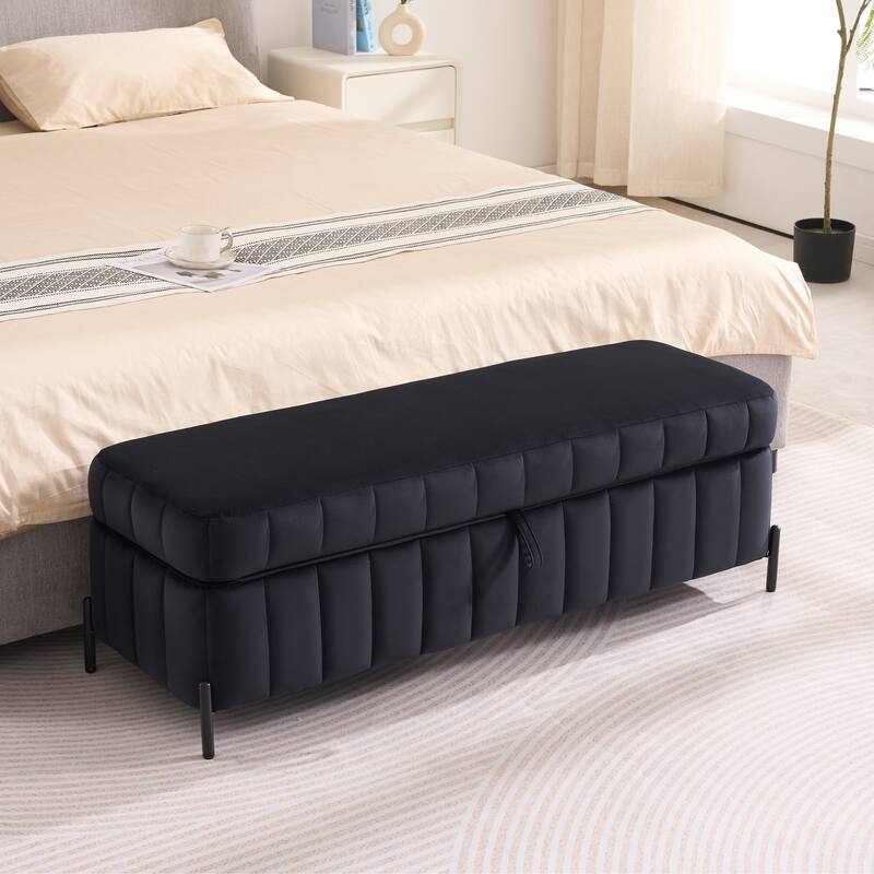 49.2"W Modern Storage Bench,Bedroom Ottoman Bench with Metal Legs