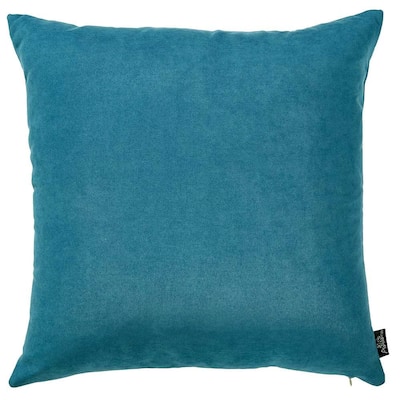 HomeRoots Set of Two 18" Teal Blue Brushed Twill Throw Pillow Covers