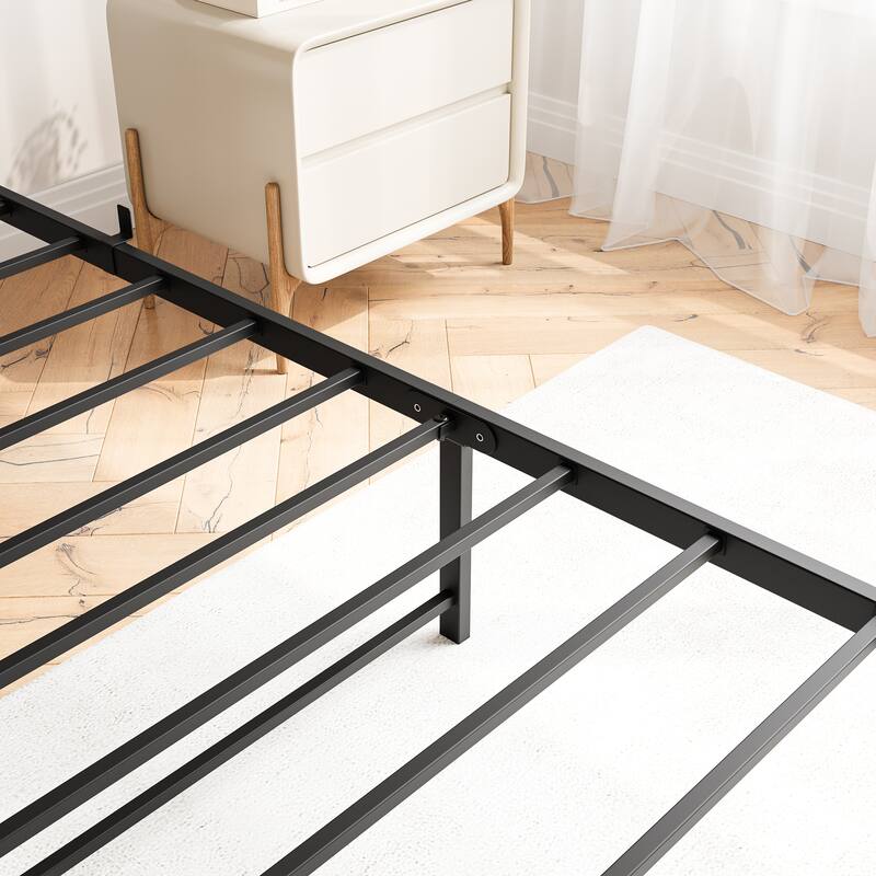 Metal Platform Bed with Storage Headboard and Charging Station