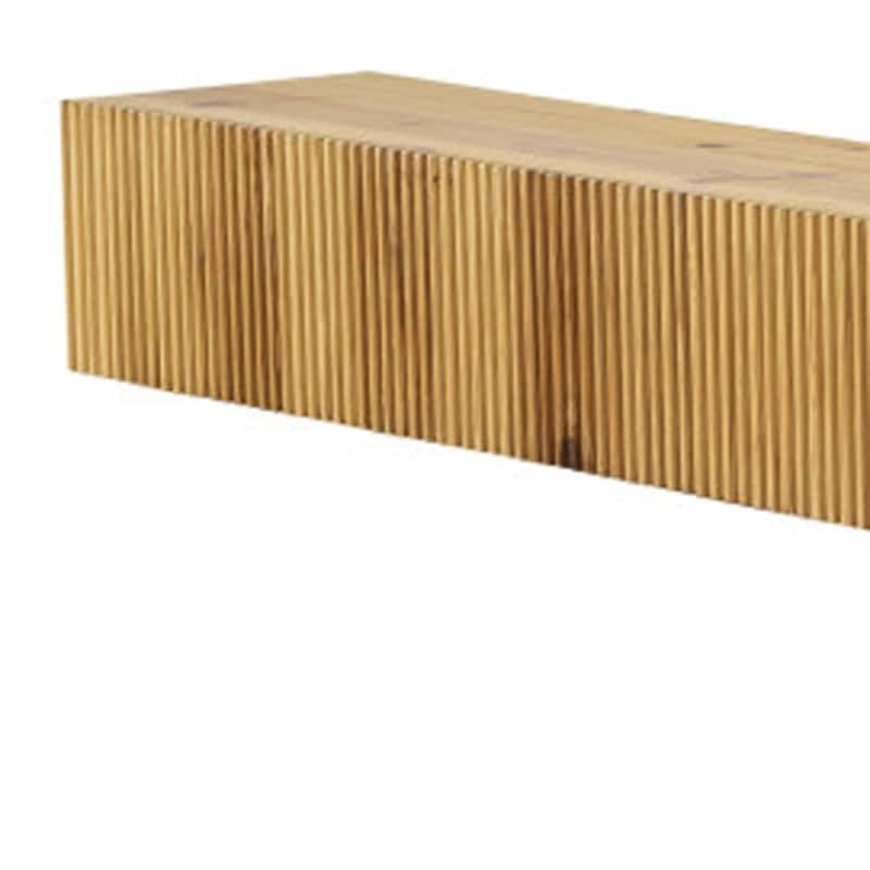 HomeRoots 59" Natural Ribbed Texture Solid Wood Wall Mounted Mantel Floating Shelf - 59.06 in. x 5.91 in. x 7.87 in.