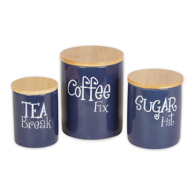 DII Coffee/Sugar/Tea Ceramic Canister (Set of 3) - Nautical Blue
