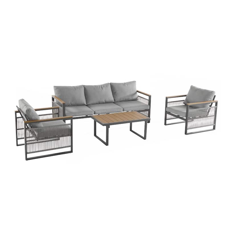 4-Pieces Outdoor Metal Patio Furniture Set