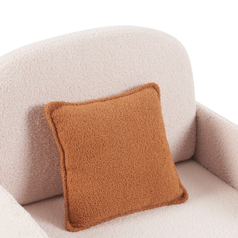 Anmytek Pet Friendly 2-in-1 Multi-Functional Plush Sherpa Upholstered Leisure Armchair - Lumbar Pillow