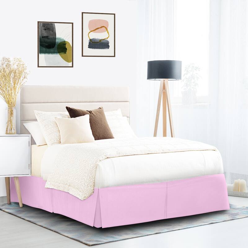 Clara Clark Pleated Bed Skirt-14 inch Tailored Drop - Soft Double Brushed Premium Microfiber Ruffle Bed Skirt - Includes 8 Pins