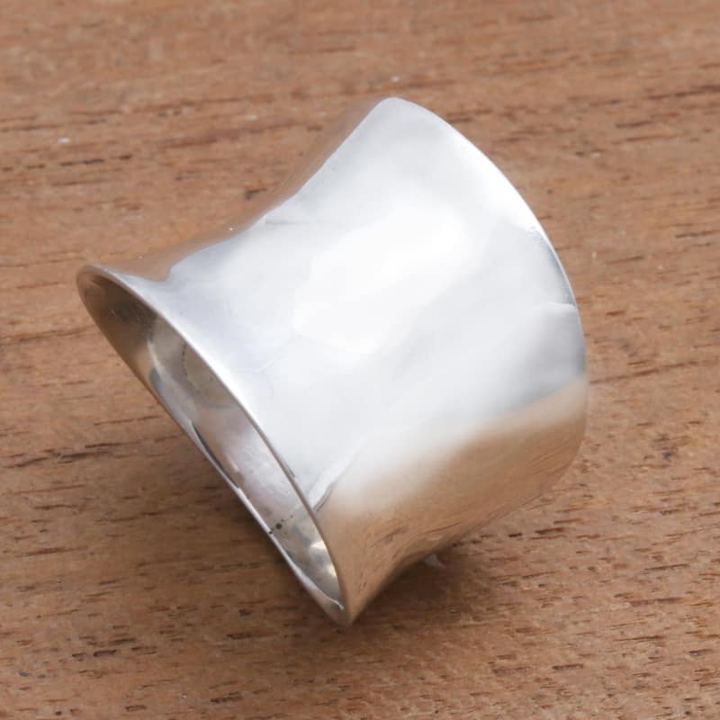Novica Handmade Contemporary Shine Sterling Silver Band Ring
