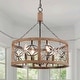 preview thumbnail 1 of 6, Oaks Aura Rustic Farmhouse 4-Light Wood Ceiling Light Drum Shabby Chic Wood Chandelier Weathered Wood