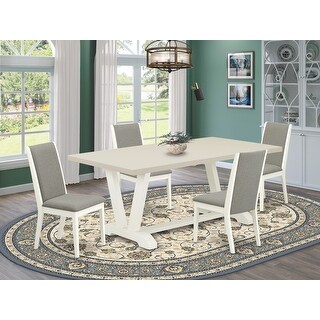 East West Furniture Dining Table Set- a Kitchen Table and Shitake Linen ...