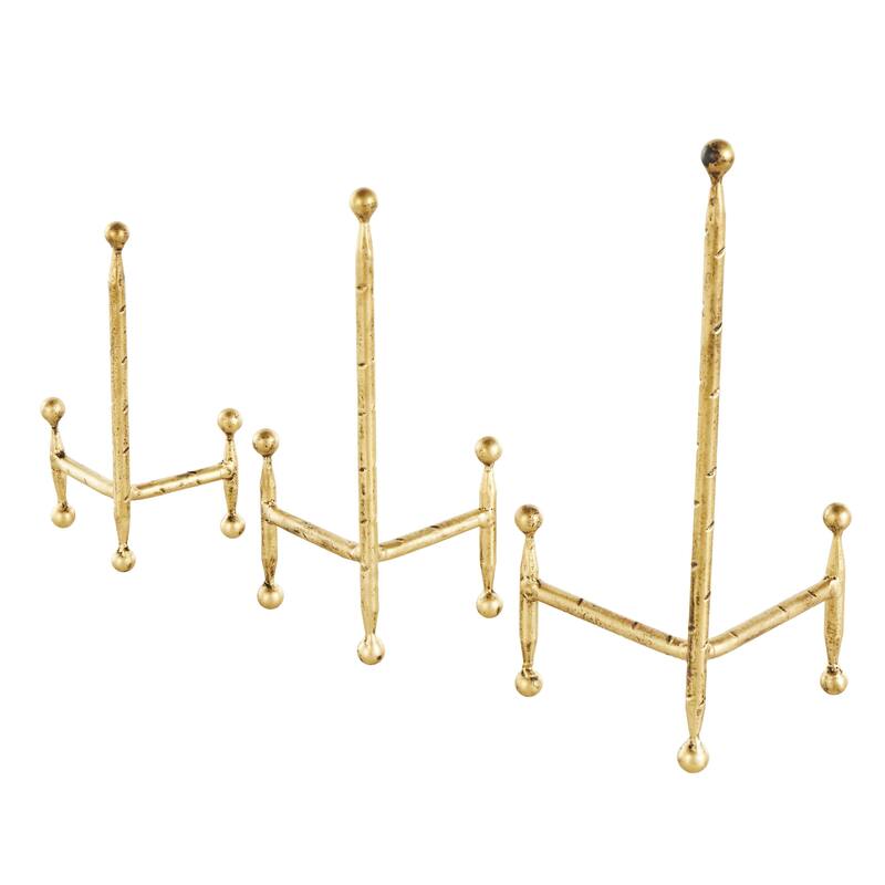 Metal Slim Display Easel with Ball Accents - Set of 3 Black or Gold - Roche River Decor