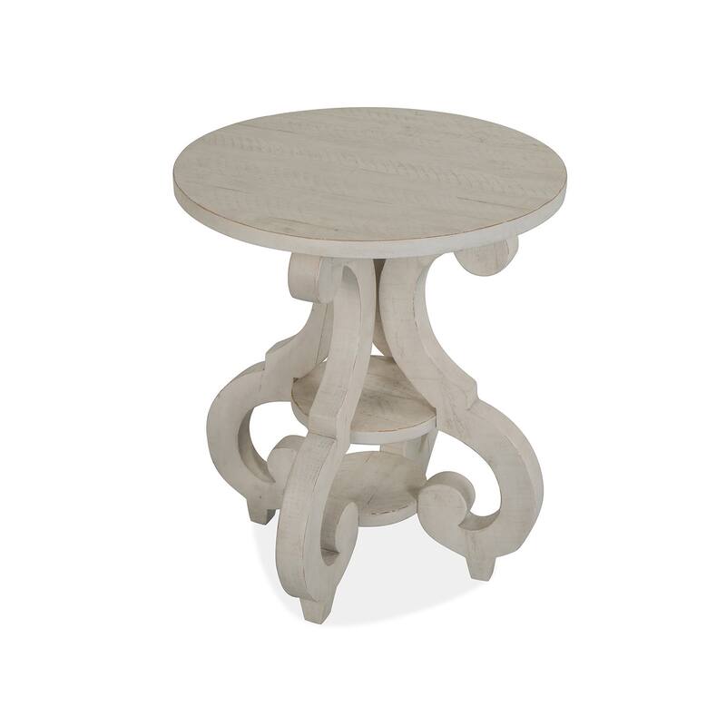 Magnussen Home Bronwyn Alabaster Round Accent Table - 22''W x 22''D x 26''H - 22''W x 22''D x 26''H