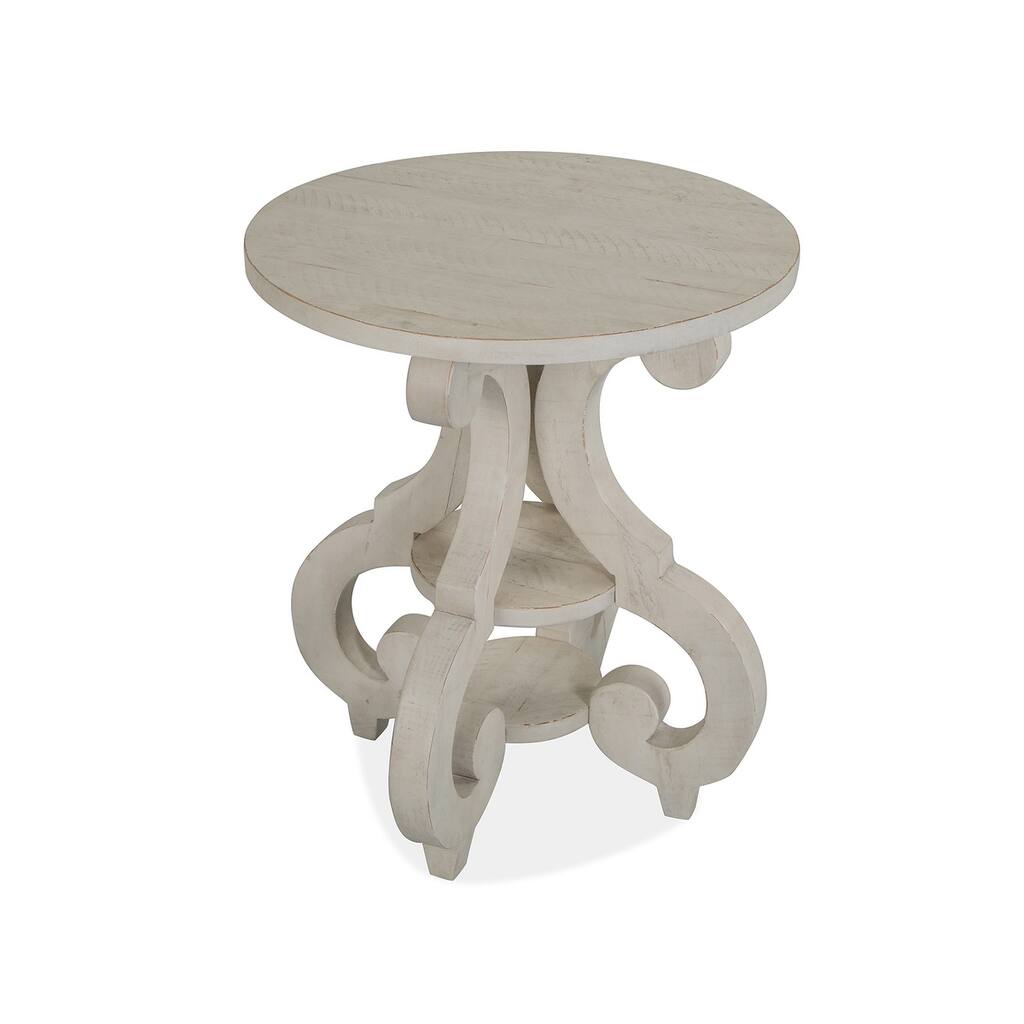 Magnussen Home Bronwyn Alabaster Round Accent Table - 22''W x 22''D x 26''H