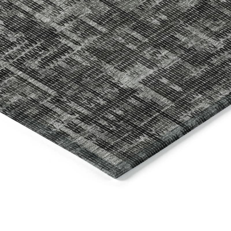 Machine Washable Indoor/Outdoor Modern Crosshatch Chantille Rug