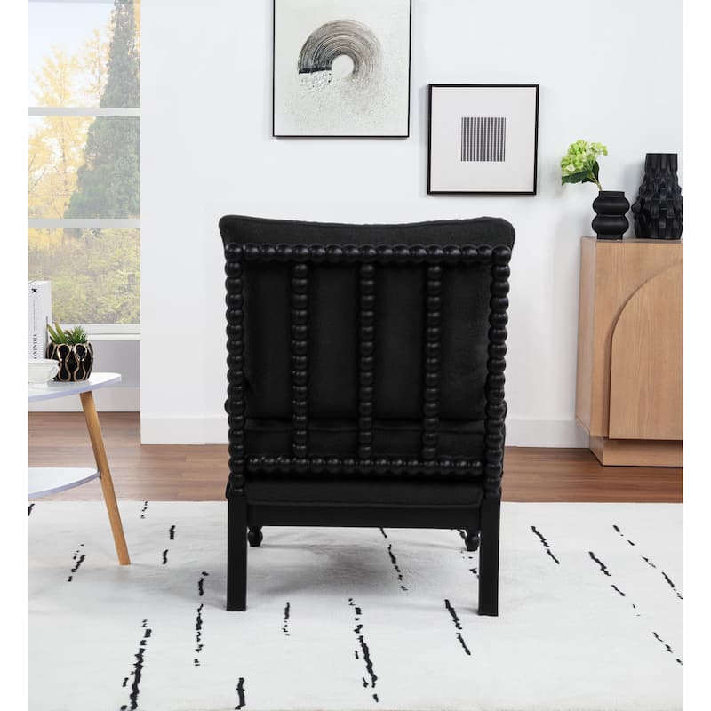 SEYNAR Mid Century Teddy Velvet Fabric Wood Accent Armchair with Cushion Set of 2