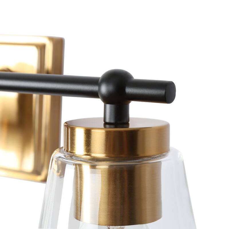 Modern 3/4-Light Black Gold Bathroom Vanity Lights Cone Glass Wall Sconce